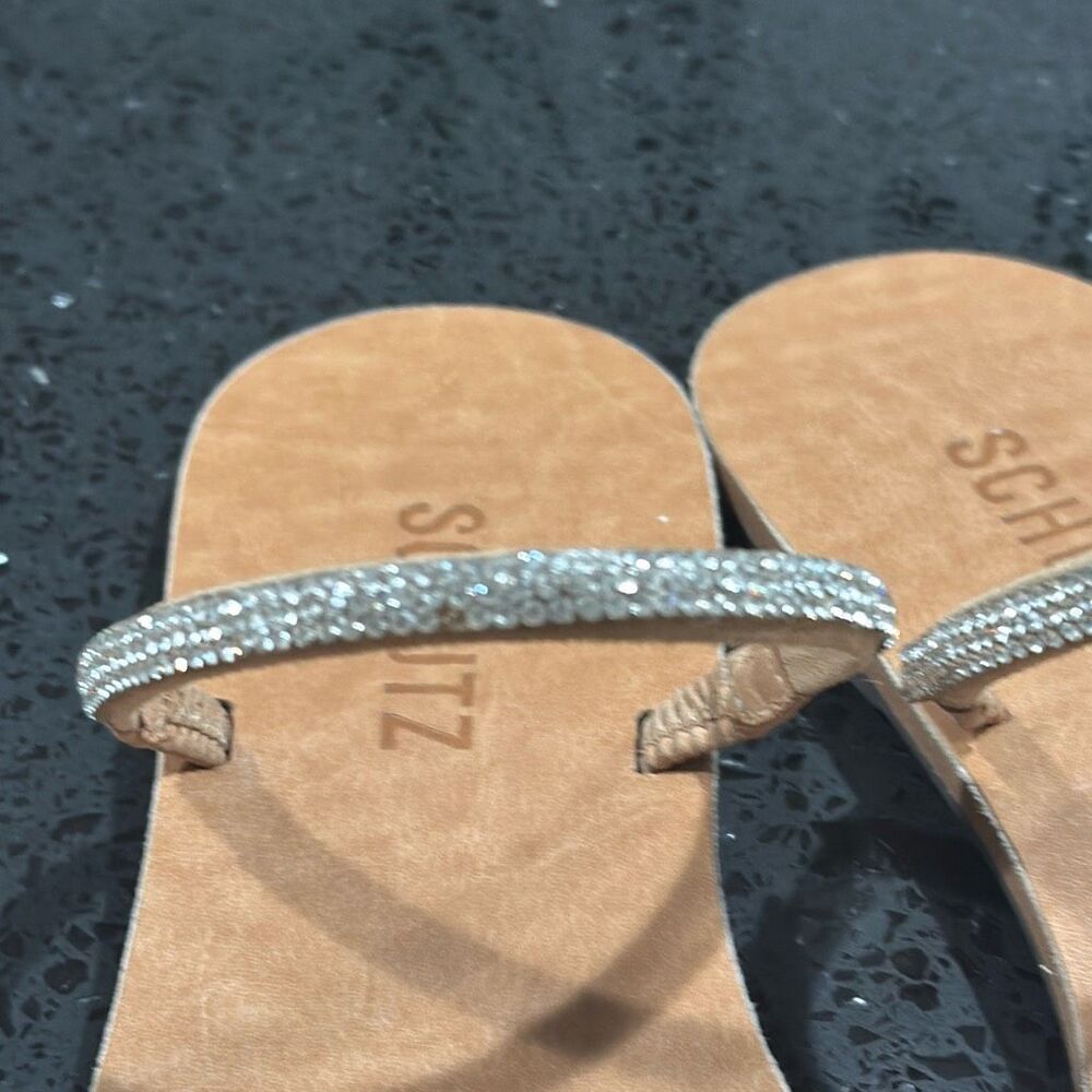 Schutz Inezita Sandal in Crystal and Honey Beige GUC Womens Size 6.5B - Picture 3 of 5